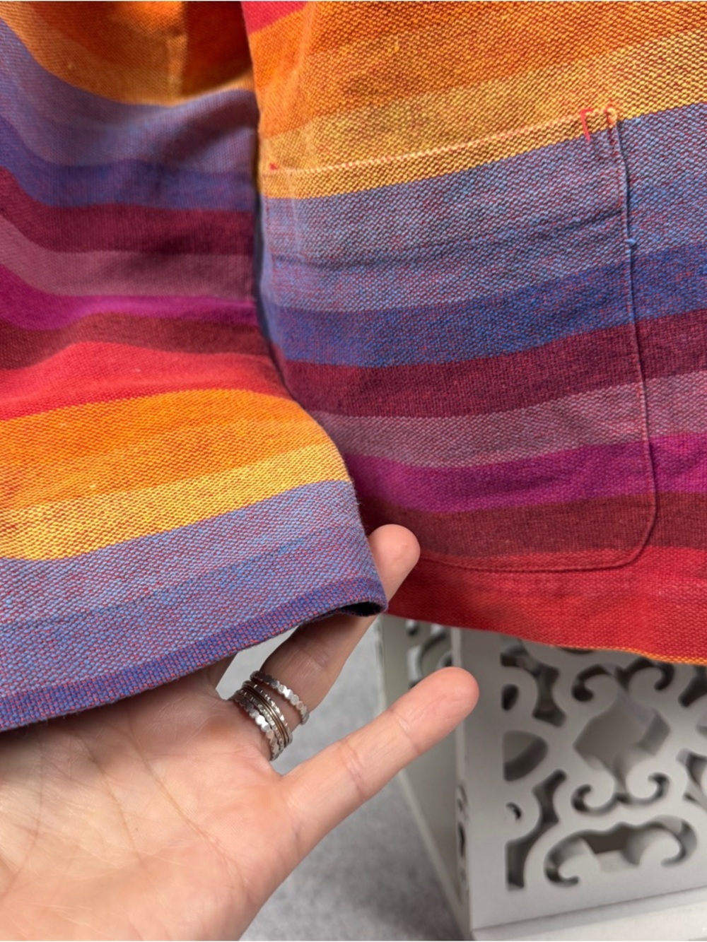 Coldwater Creek Size Small Cotton Linen Blend Striped Multicolor Women’s Jacket - Picture 4 of 14